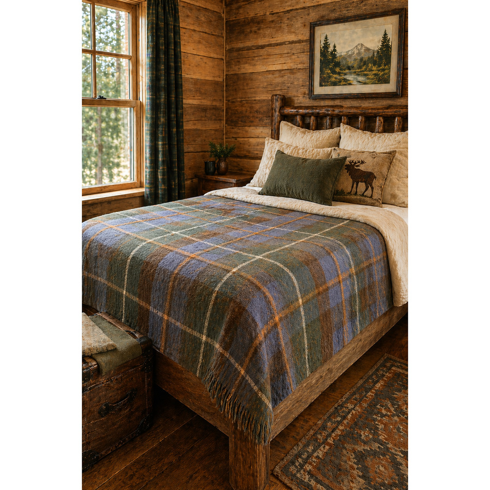 Vintage Beckman Company Cleveland Ohio 1920s Plaid Wool Carriage Blanket